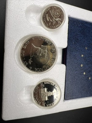 1776 - 1976 S US Mint Silver Proof Bicentennial 3 Coin Set BU 40% Silver SK#b