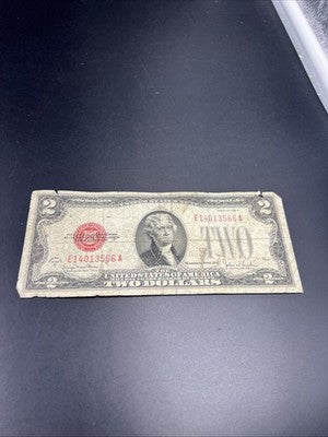 1928 G $2 Two Dollar Legal Tender United States Red Seal Note Very Circ #366