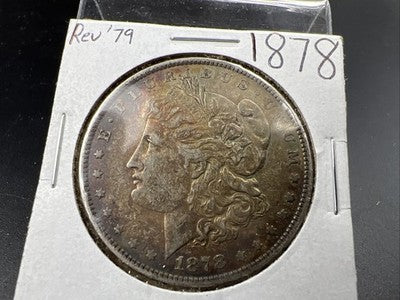 1878 P Reverse 1879 $1 Morgan Silver Dollar Coin VF Very Fine Neat Toning OBV
