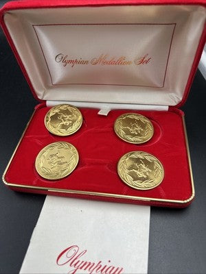 4 Coin Olympian Medallion Set In Red Display Box