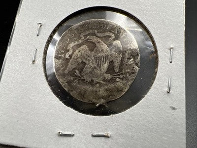 1877 Seated Liberty Silver Quarter Coin Very Circulated Damaged