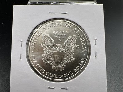 2001 1 Oz ASE American Silver Eagle Coin Gem BU UNC Struck Thru Error Obverse
