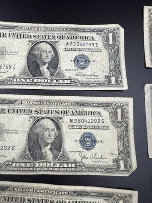 Lot of 10 1957 / 1935 $1 One Dollar Silver Certificate Blue Seal Notes VG #404