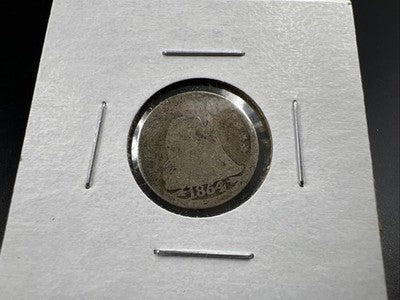 1854 with Arrows 10c Seated Liberty Silver Dime AG About Good Circ