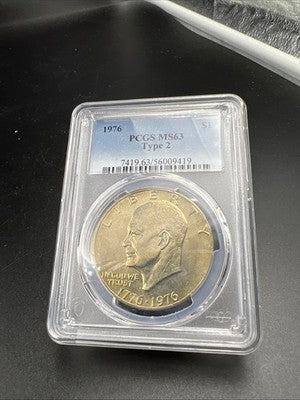 1976 P Type 2 $1 Ike Eisenhower Clad Copper Nickel Dollar Coin PCGS MS63 #419