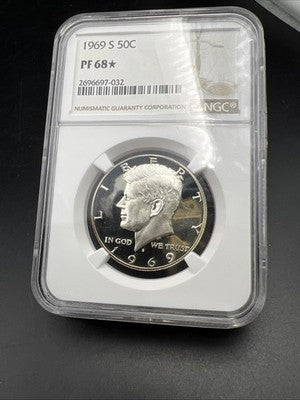 1969 S 50c Kennedy Silver Half Dollar Coin NGC PF68 * Star #032