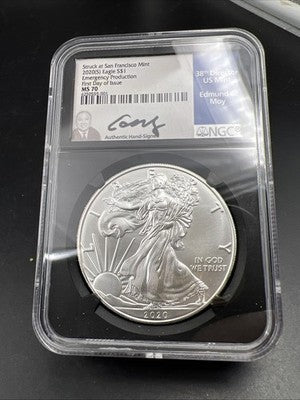 2020 S Emergency Production 1 Oz American Silver Eagle Moy Signature NGC MS70 #1
