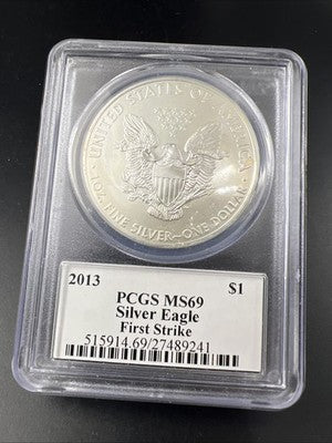 2013 1 Oz American Silver Eagle Coin PCGS MS69 Mercanti Signature Label #241