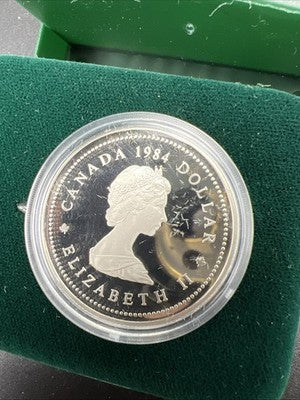 1984 Jacques Cartier Commemorative Nickel (Ni) Proof Dollar w/ Box