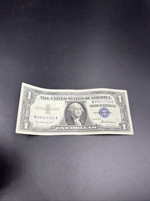 1957 $1 One Dollar Blue Seal Silver Certificate VF Repeat Serial #99917704