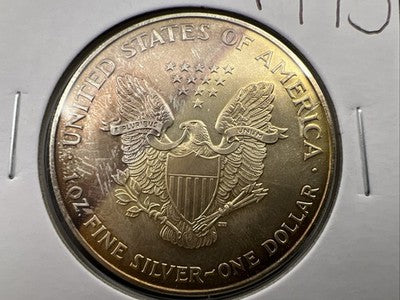 1995 1 Oz American Silver Eagle Coin Gem BU UNC Neat Toning Toner