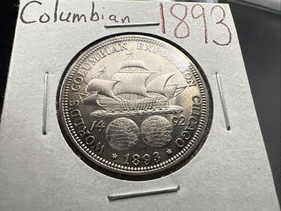 1893 50c Columbian Silver Half Dollar Coin AU About UNC