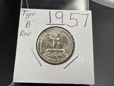 1959 P 25C Washington Quarter Silver Coin Gem BU Uncirculated Type B Rev Variety