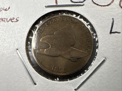 1858 1c Flying Eagle Cent Coin Low Leaves FS-901 Variety AG About Good Circ