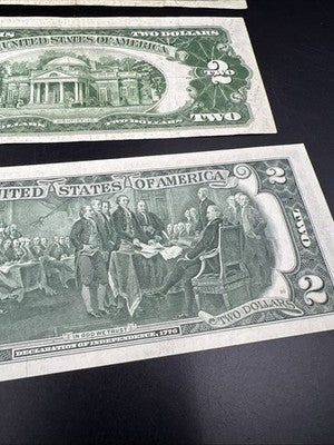 Two Dollar Bill Collector's 3 Note Lot 1953 USN Bills and 1976 FRN Bicentennial