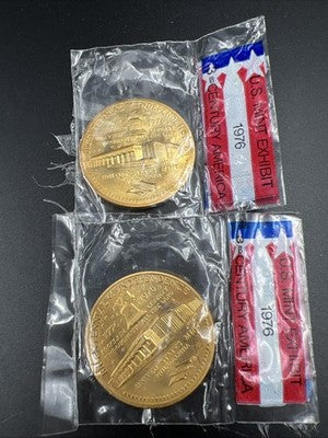 Lot of 2 1976 US Mint Exhibit Cape Expo Souvenir Independence Bicentennial Medal