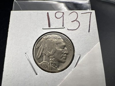 1937 P 5c Buffalo Nickel Coin Choice EF XF Extra Fine Circulated