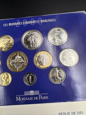 2000 France Monnaie de Paris 10 Piece Coin Mint Uncirculated Set in Folder