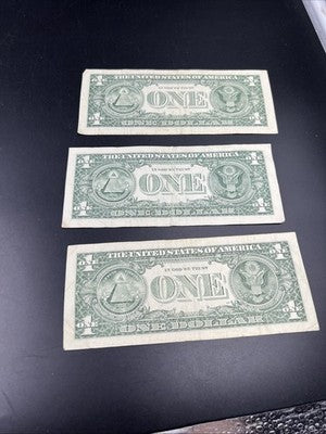 Lot of 3 2017 $1 Low Repeat Serial # FRN Notes #0000767 #0300800 #3000663 Circ