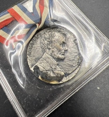 1909 Newark NJ Lincoln Centennial Medal 25 MM Bronze (silvered) With Ribbon SK#C