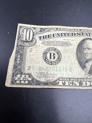 1934 Mule A $10 FRN Ten Dollar Federal Reserve Note New York District Good Circ