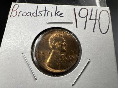 1940 P Broadstruck Error Lincoln Wheat Cent 1c CH AU About UNC