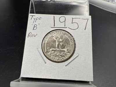 1959 P 25C Washington Quarter Silver Coin Gem BU Uncirculated Type B Rev Variety