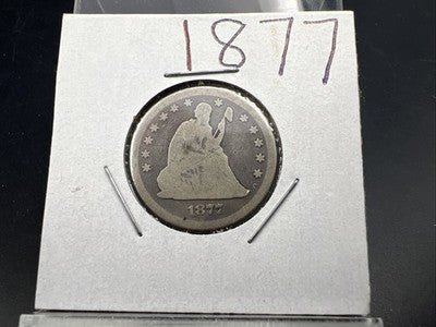 1877 P 25c Liberty Seated Quarter Coi Choice AG About Good Full Date SKU#A