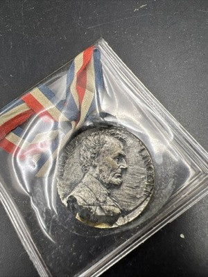 1909 Newark NJ Lincoln Centennial Medal 25 MM Bronze (silvered) With Ribbon SK#C