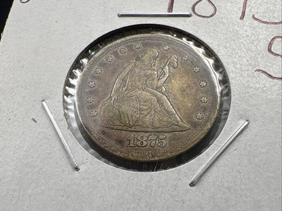 1875 S 20c Seated Liberty Twenty Cent Silver Quarter Coin XF EF Extra Fine Circ