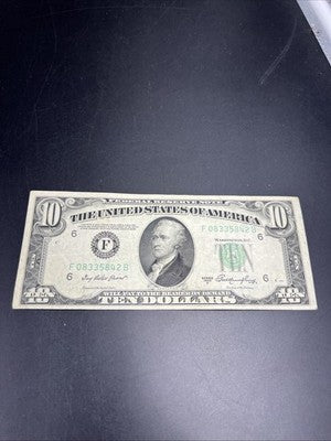 1950 A $10 FRN Federal Reserve Note Green Seal Fine / VF Circ #842