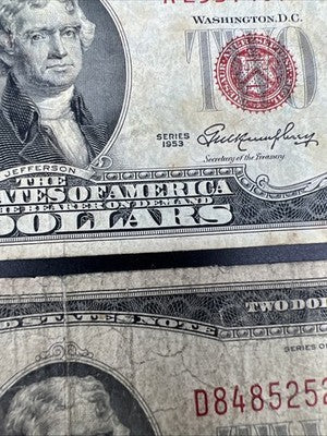 Lot of 5 $2 Bills 1928 1953 1995 2003 2009 Collector's Set Circ #529