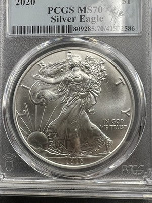 2020 1 Oz ASE American Silver Eagle Coin PCGS MS70 First Strike #586