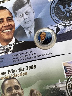 Lot of 10 Barack Obama Colorized US UNC Coins in Display Envelopes