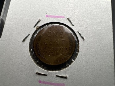 1957 D 1c Lincoln Wheat Cent Coin Tapered PLANCHET Error VF