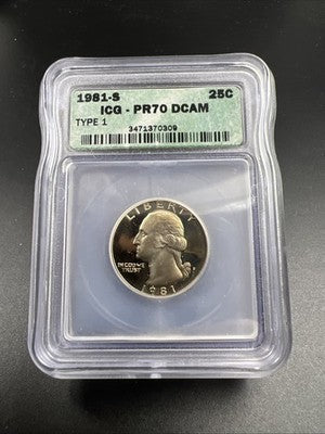 1981 S Washington Clad Proof Quarter Coin PR70 ICG 25c Deep DCAM Type 1 #309