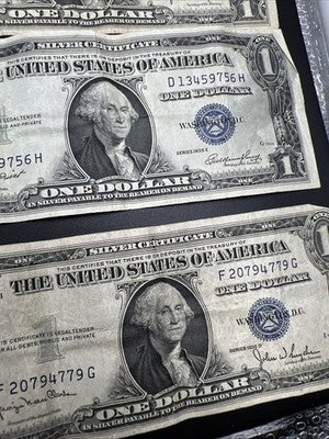 Lot of 10 VERY CIRC 1957 1935 $1 Dollar Silver Certificate Blue Seal Notes #390