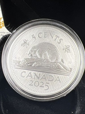 2025 Canada 5 Cents 1 Oz Silver Beaver Coin in Box & COA