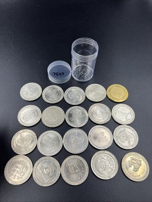 Lot of 20 $1 Casino Dollar Gaming Tokens Metal Circulated Conditions SKU#7547