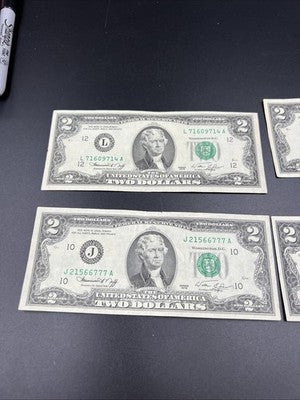 Lot of 4 1976 Bicentennial $2 Two Dollar Bills Circulated #777