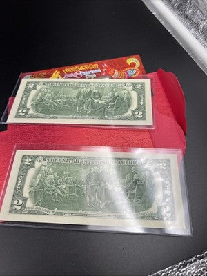 2 Consecutive Serial 2013 Lucky Money Year of Dog Colorized $2 Two Dollar Bills