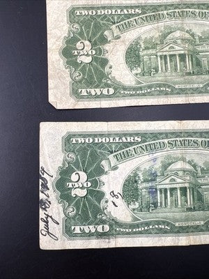 Lot of 5 1928 $2 USN United States Note Red Seal Bills VG Very Good Circ #082