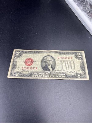 1928 D $2 USN United States Note Red Seal Bill G / VG Circ #167