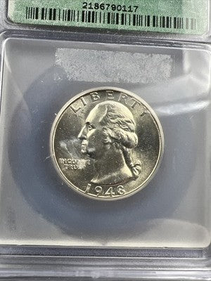 1948 P 25C Washington Quarter Silver Coin MS67 ICG #117 Some Toning