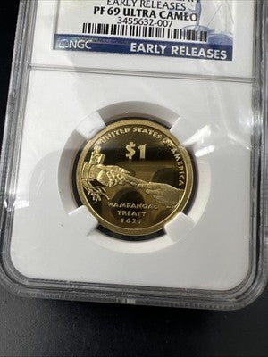 2011 S Sacagawea Wampanoag Treaty Native Brass Dollar Coin NGC PF69 UCAM #007