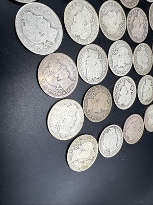 Barber Quarters 90% Silver Coin Quarter Roll $10 Face Value 40 Coins AG/G SKU#1j