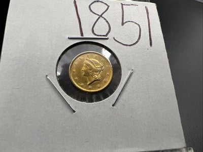 1851 Liberty Head Type I Gold Dollar $1 AU About UNC Circulated SK#a