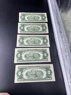 Lot of 5 1953 B $2 USN United States Notes CH VF Very Fine Circ #155