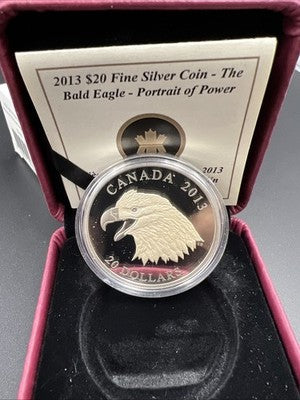 2013 Canada $20 Gilt Perched Bald Eagle Proof 1 oz Silver Coin in RCM Box COA
