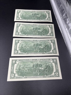4 Consecutive 2013 $2 FRN Federal Reserve Note Two Dollar Bills Fancy Serial #82